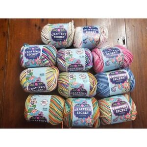 Crafter's Secret Cotton Yarn Lot 10 Skeins Medium 4 Multi Color Desert Gold 100%